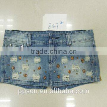 High quality skull print denim short pants women, fashion jean skirt ,china wholesale