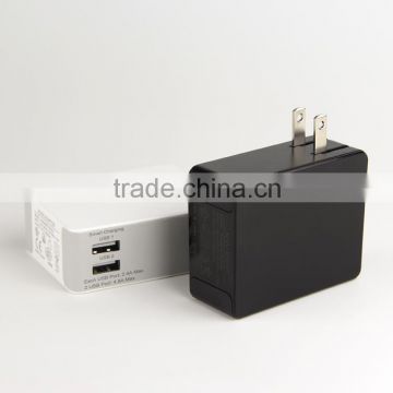 Newest high quality OEM 5V 4.8A 2 port usb wall charger US foldable plug adapter for cellphone tablet UE