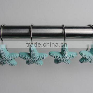 Seashell polyresin shower curtain hooks, hand-painted curtain hooks