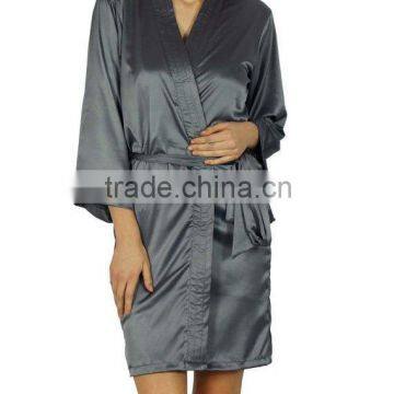 Satin Silk Short Kimono Bathrobe Women Nighty Bridal Sexy Sleepwear