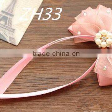 Long Tail Pink Chiffon & Satin Ribbon Jumbo Hair Bow For Adults