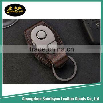 2016 Newly genuine leather keychain with automatic switch