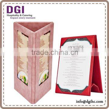 A4 Landscape Restaurant stand up tent / vinyl table tents / waterproof menu best price china