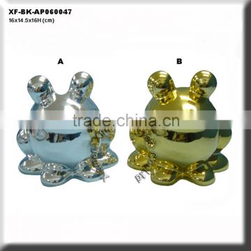 chrome plated ceramic frog coin collector