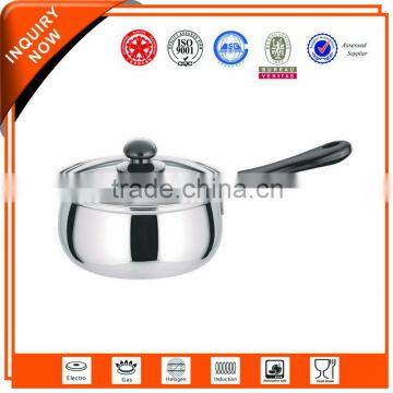 Stainless steel saucepan with single handle