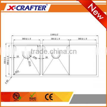 Rectangular Customized Double Bowl Drainboard Stainless Steel Sink for Kitchen photo-2
