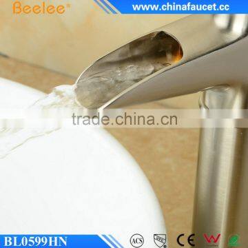 Beelee Unique Waterfall Brushed Nickel PVD Vanity Top Basin Sink Faucet Deck Mounted Mixer photo-5