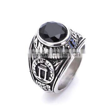 Vinateg design letter korean veteran black stone ring designs for men