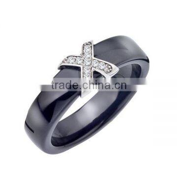 Sterling Silver Promise Black Ceramic Ring