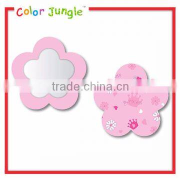Pink flower shape Small mirrors wood hand mirror , small round mirrors