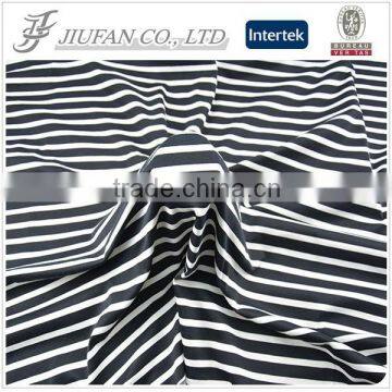 Jiufan Textile Stripe Printed Spun Polyester Spandex Single Jersey Knit Ponte Roma Fabric