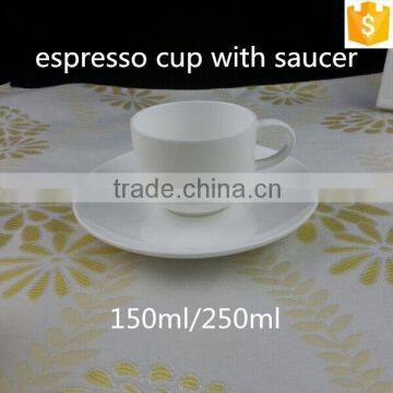 ceramic bone china round shape 150ml/250ml espresso cup with saucer