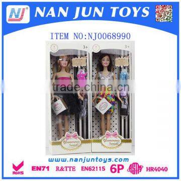 Fashion sweet girl single barbie doll set with shoes and handbags