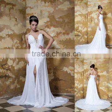 Hot Selling Real Sample Spaghetti Strap A-line Beaded Floor Length Evening Dress xyy03-098