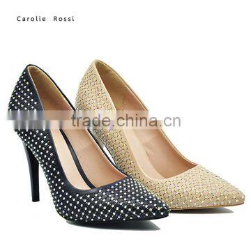 Fashion rhinestone women shoes pointed toe pencil high heel shoes