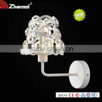 Modern Crystal decoration E14 white bedside Wall Lamp