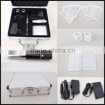 Top Quality Permanent Makeup Pen Machine Kit Needles Tips Ink Cup