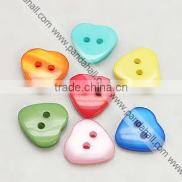 Resin Buttons, Dyed, Heart(RESI-D016-15x15mm-M)