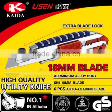 Heavy Duty aluminium alloy 6 pcs Auto Loading Blade Utility Cutter