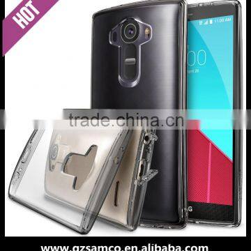 Samco Crystal Clear PC Back TPU Bumper Drop Protective Shock Absorbing Attached Dust Cap Cell Phone Display Case for LG G4