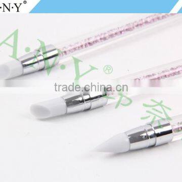 ANY Nail Art Design Beauty Clay Sculpture Rhinstone 3PCS Nail Art Silicone Brush Set Quality Choice photo-2