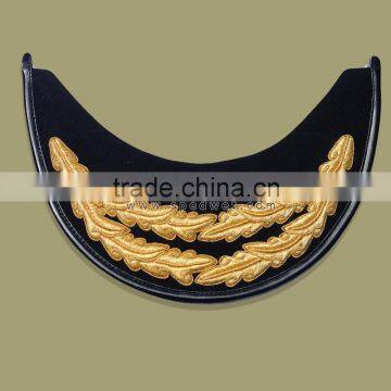 2 row gold oak leaf metallic mylar thread peak visor embroidery cap