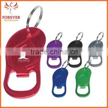 Fashion Design Sandal Shape Metal Bottle Opener Laser Engrave Logo Keychain