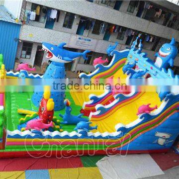 giant funny inflatable shark fun city, seaworld inflatable fun city park for kids