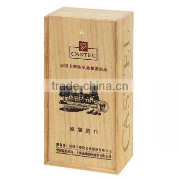 Wholesales handmade unfinished pine printing logo wooden 2 bottles wine box