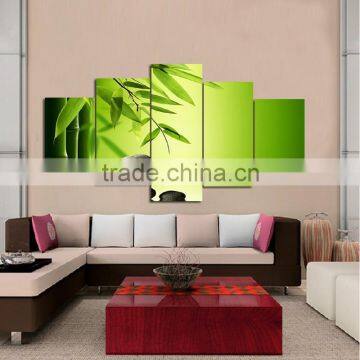 5 panel yes frame and stretched Bamboo canvas print for living room decor