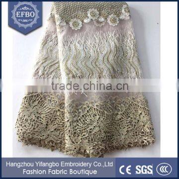 New arrival silver african lace embroidery fabrics tulle for fashion dress