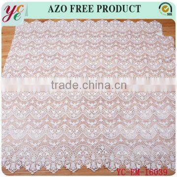 Fashion white stripe flowers cheap organza fabric embroidery