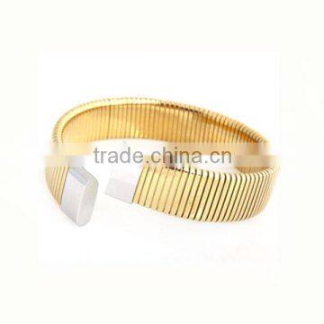 Magnetic lock gold plated snake chain wide bangle stainless steel gold bangles plain gold bangles 18k gold bangle (LB8418)