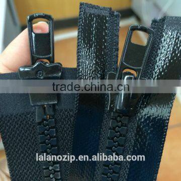 Top quality - two way big plastic zipper black shiny for safety boot