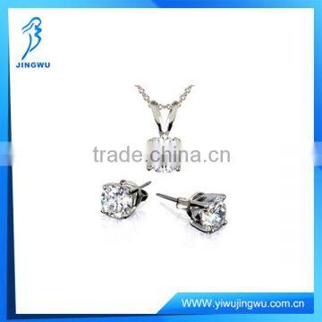 Fashion Cubic Zirconia Silver Necklace & Earrings Jewelry Set