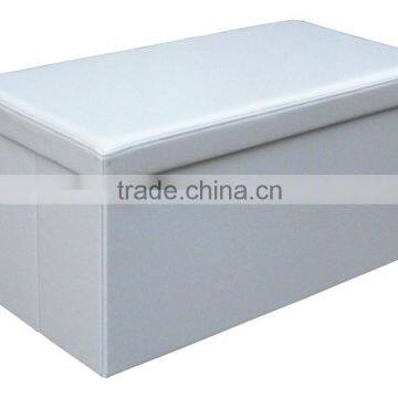 Double size ! Shiny PU White foldable storage ottoman