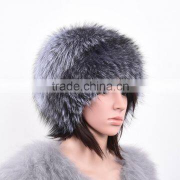 Real silver fox fur hat knitting fur hat wholesale price high quality fashion fur hat KZ160062