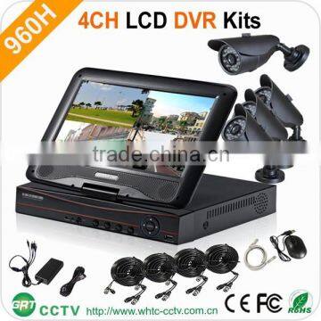 10" 4ch H.264 real time CCTV camera with CCD 800TVL ir waterproof camera home security system