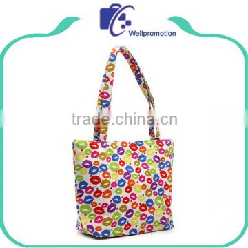 Ladies cheap printed cotton canvas bag, shopping bag