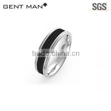 925 Sterling Silver Solid Carbon Fiber Men Rings Bands