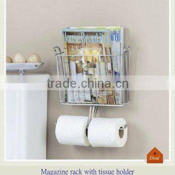 Classic wallmount magazine and toilet tissue stand