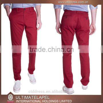 2015 New style 100% cotton red stretch cotton pants