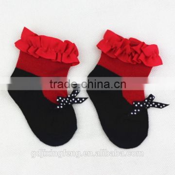 Customized soft and breathable baby socks with bowknot lace made of cotton