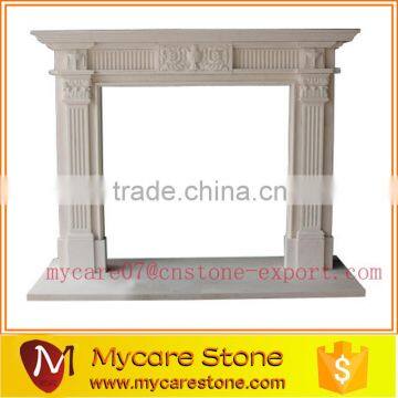 Cheap engraved white marble fireplace mantel for sale