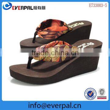 Ladies Printing Sexy Satin Strap Wedge Flip Flop Sandals photo-5