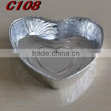 6 inches heart shape aluminum foil container C108