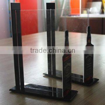 Exquisite engraved bottle shape acrylic tabletop menu display stand wholesale