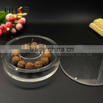 round shape small custom acrylic storage box with lid