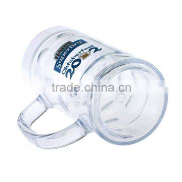 Plastic clear beer mug,beer cup with handle