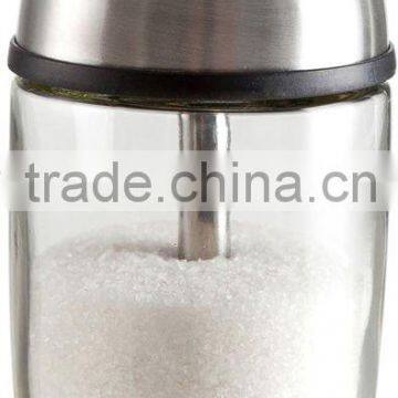 SINOGLASS 1 PC Round Shape Glass Sugar Jar with Stainless steel Lid